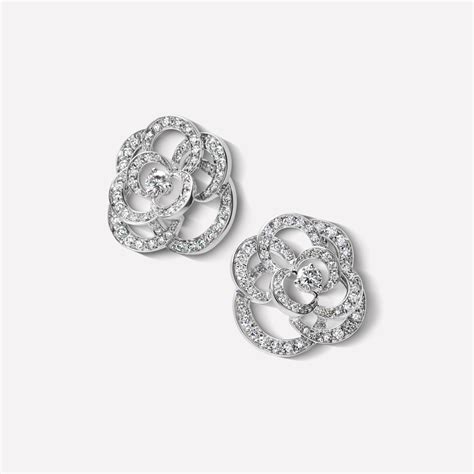 chanel fil de camelia earrings|Chanel diamond camelia earrings.